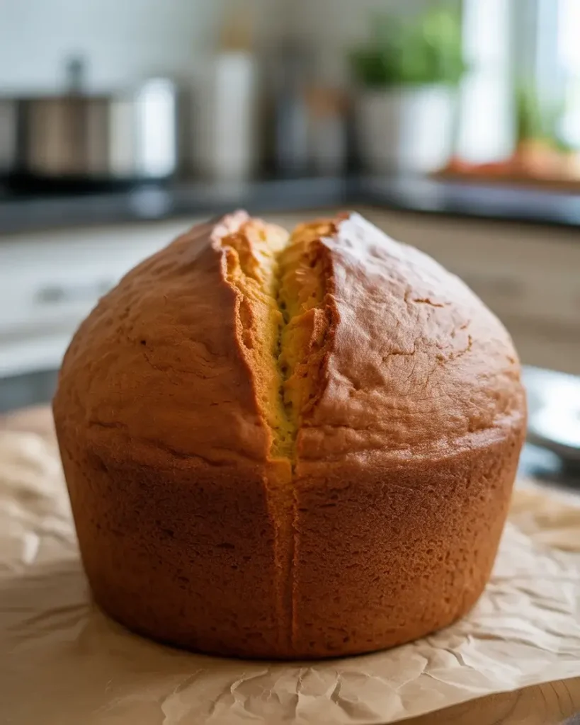 Properly risen pumpkin bread with nice dome and no sinking