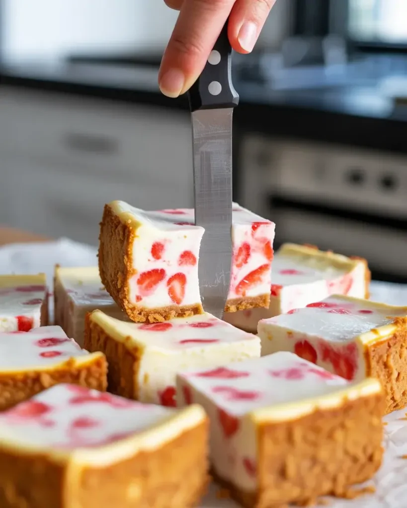 Slice into perfect squares with a hot knife for clean, professional edges