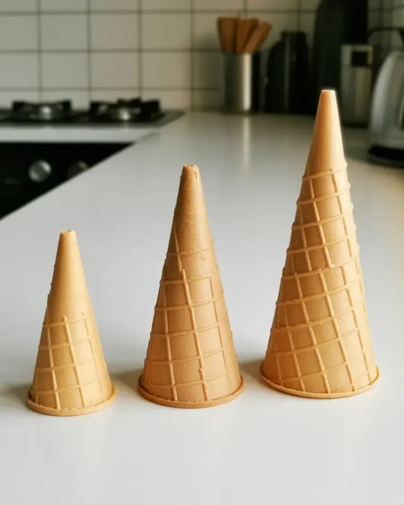 Standard-size sugar cones provide the perfect filling-to-cone ratio