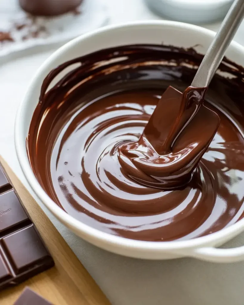 Stir ganache gently from the center out until completely smooth and glossy