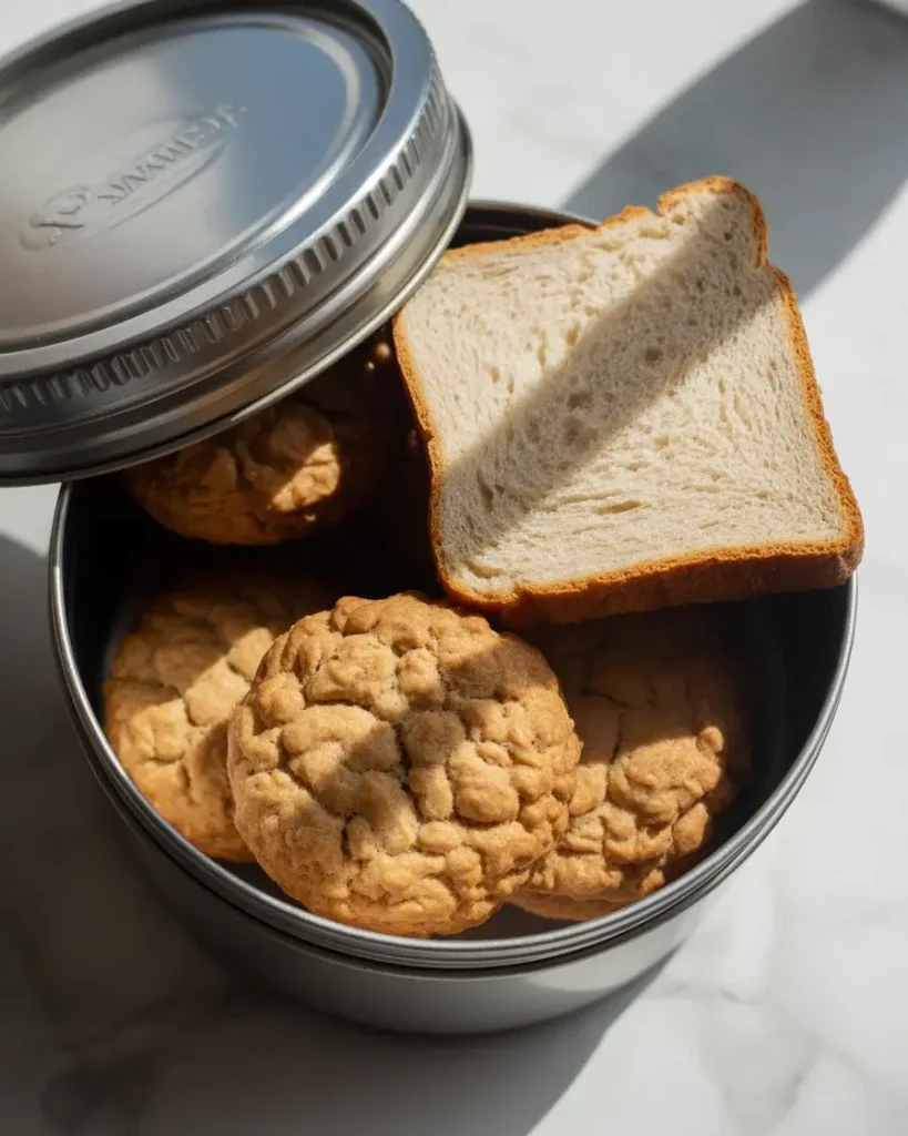 Store with bread slice to keep cookies soft for over a week