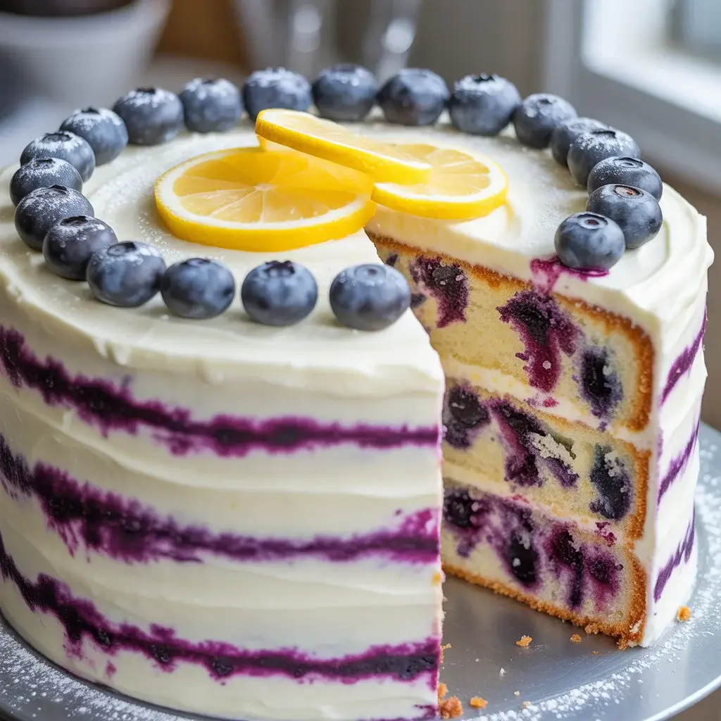 Stunning blueberry lemon layer cake perfect for summer celebrations and special occasions