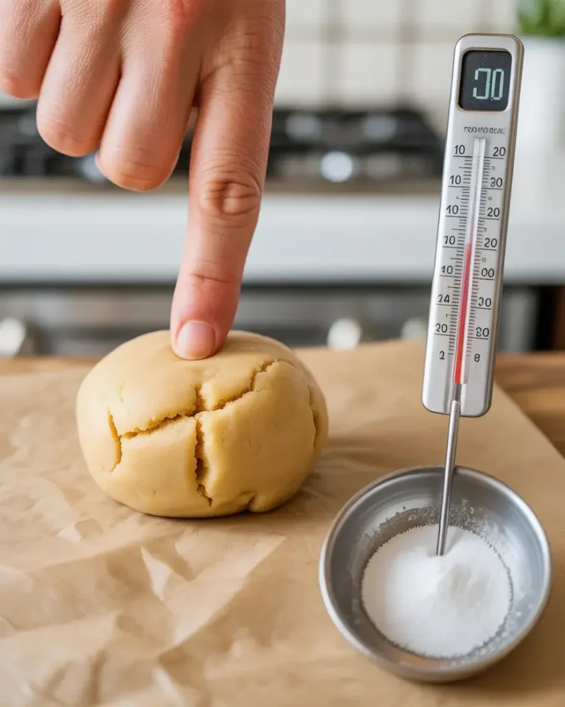 Testing butter temperature and baking soda freshness prevents spreading issues