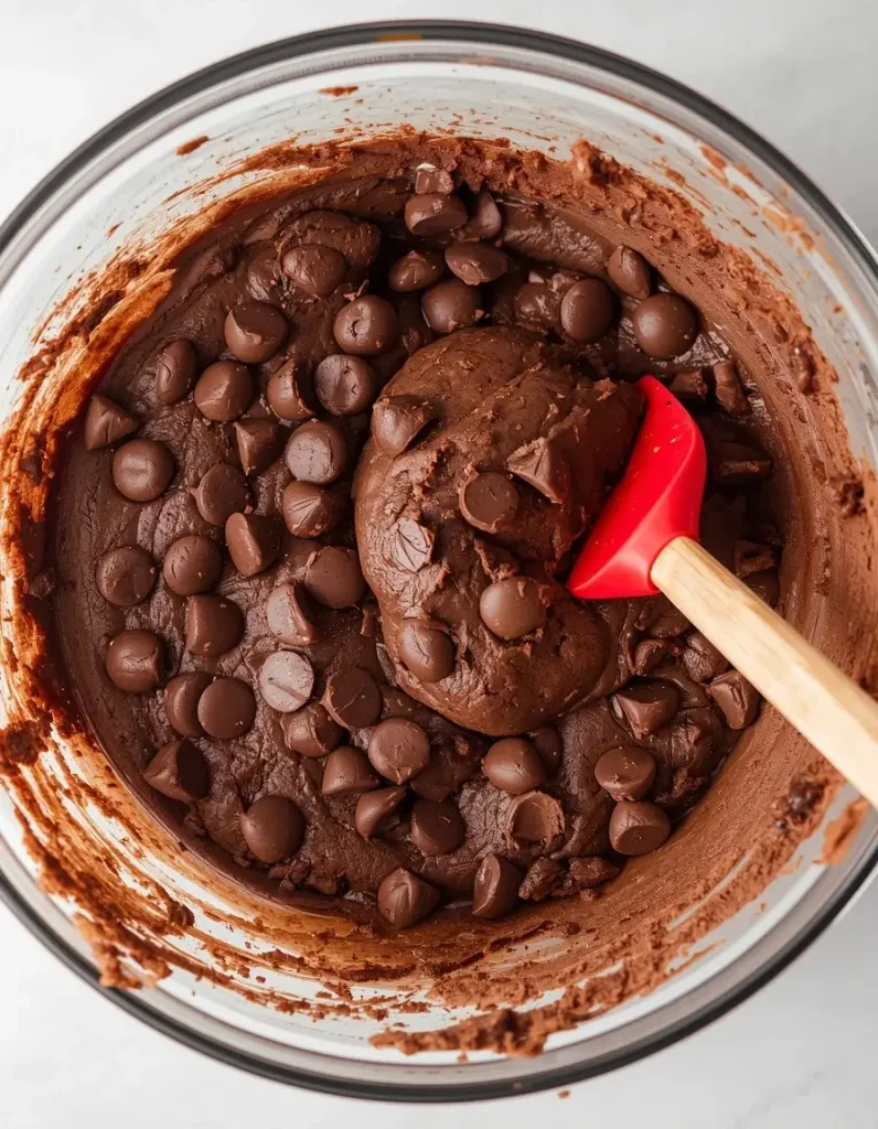Thick peppermint mocha dough studded with chocolate chips