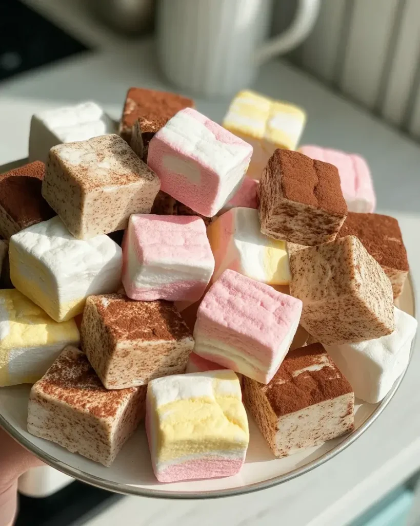  Vanilla, strawberry, chocolate, and coffee marshmallow flavor variations from one base recipe