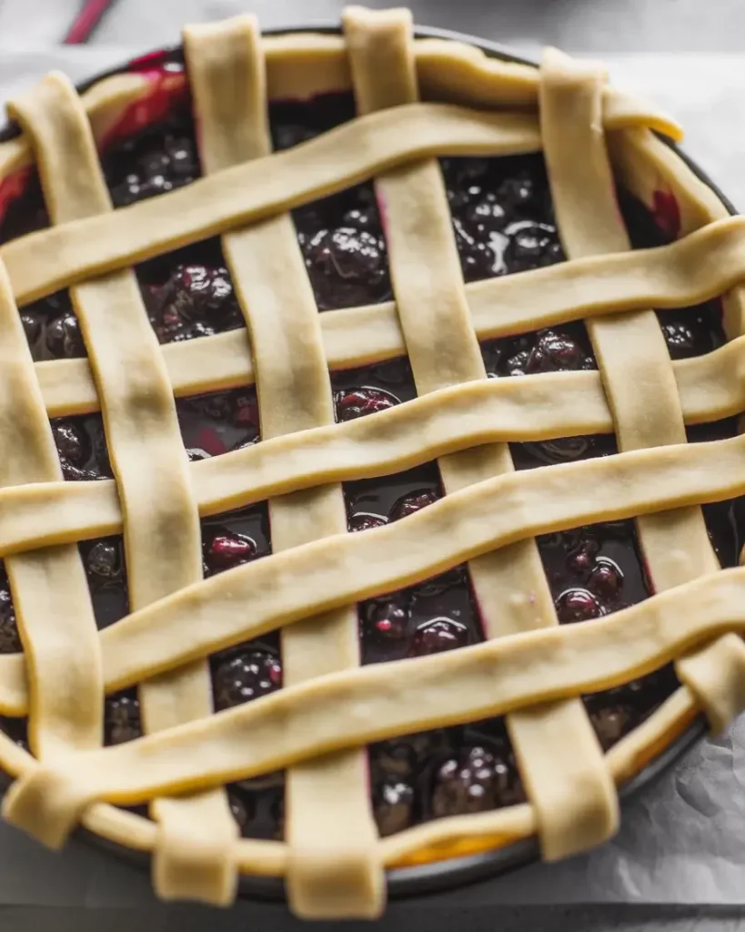 Weaving lattice crust allows steam to escape for perfect berry pie texture