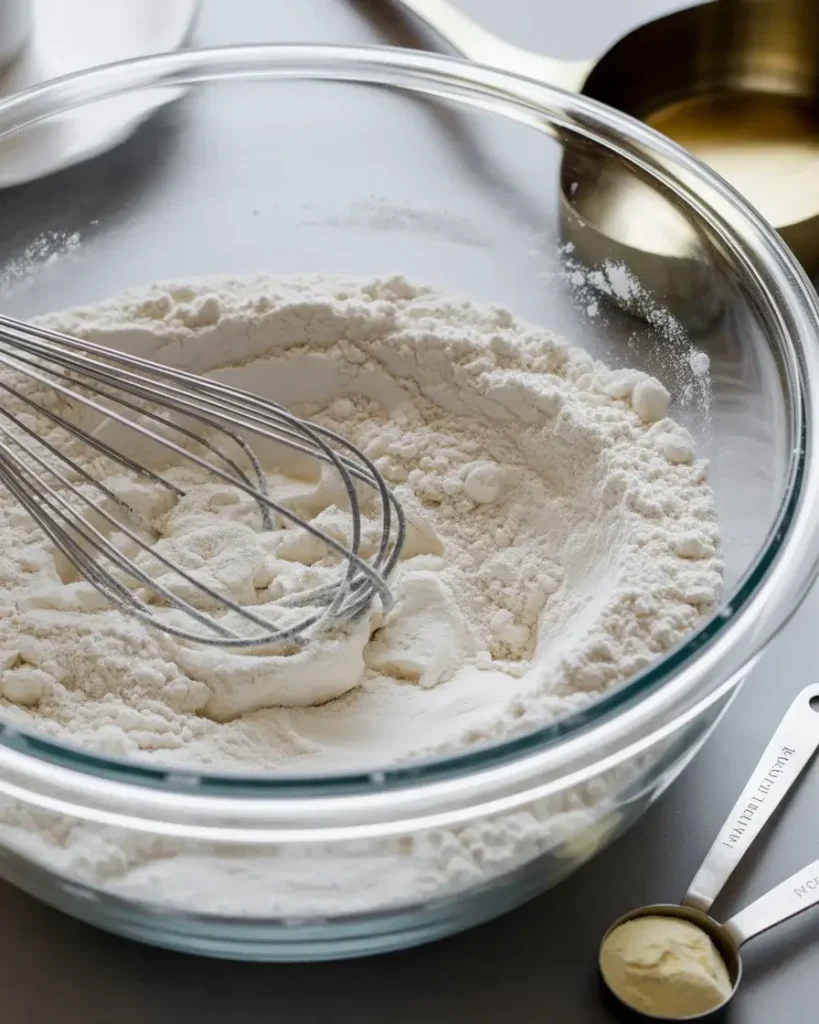 Whisking dry ingredients ensures even distribution of leavening agents