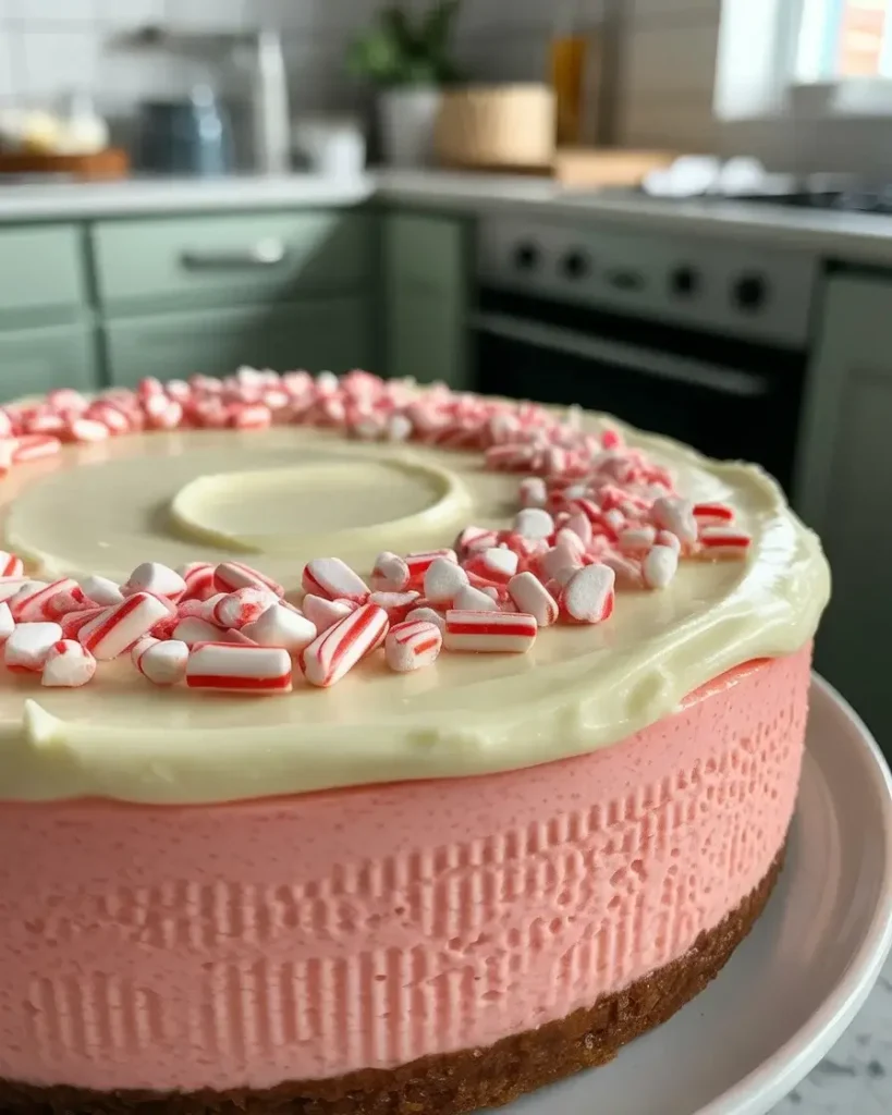 White chocolate ganache creates a stunning color contrast with pink peppermint filling