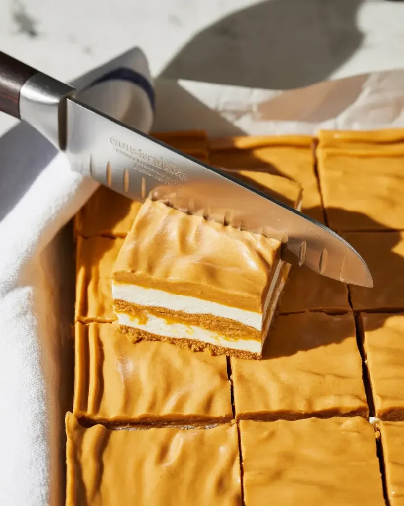 Wipe knife with hot damp towel between cuts for clean professional edges