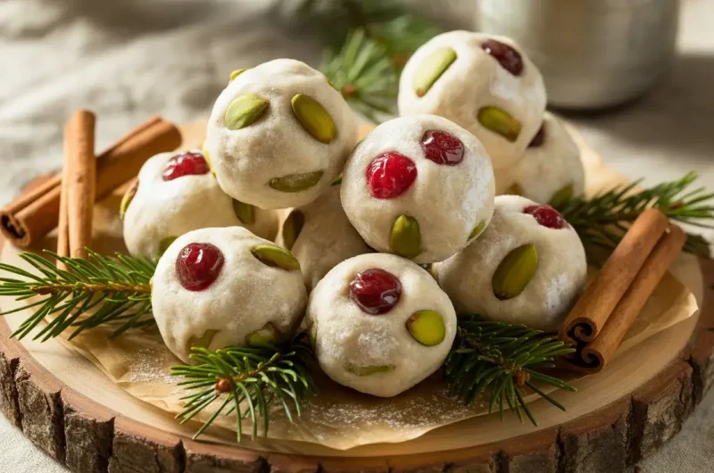 Cherry Pistachio Snowball Cookies