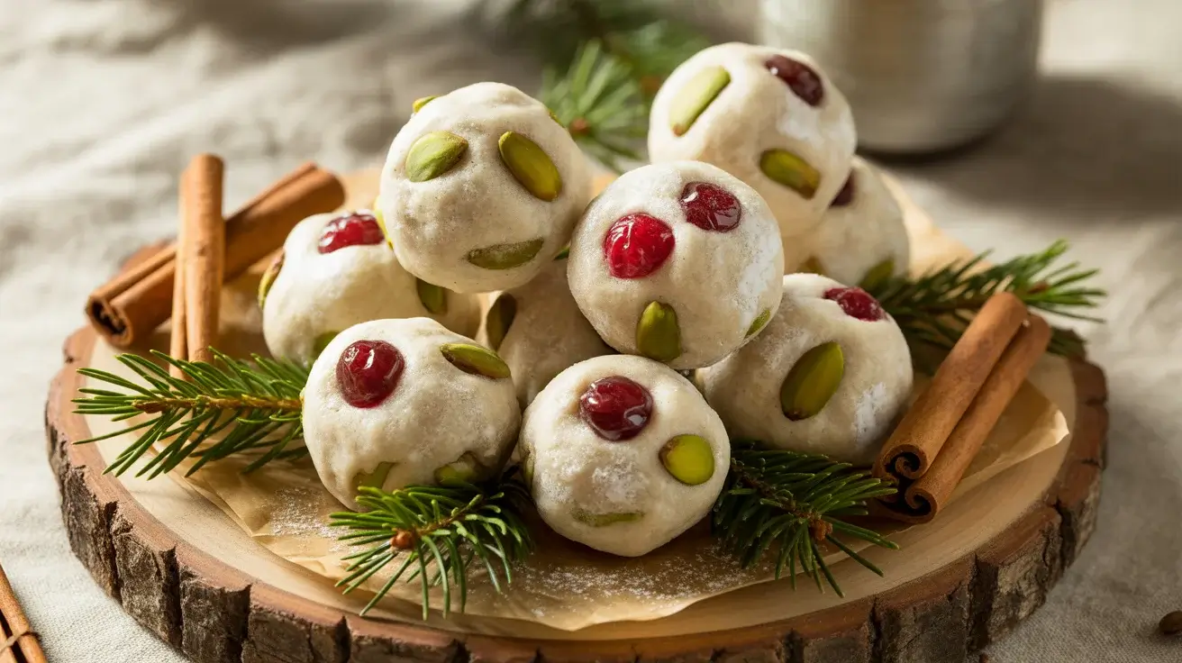 Cherry Pistachio Snowball Cookies