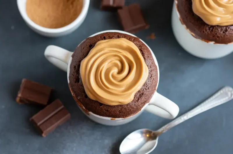 Chocolate Peanut Butter Protein Mug Cake