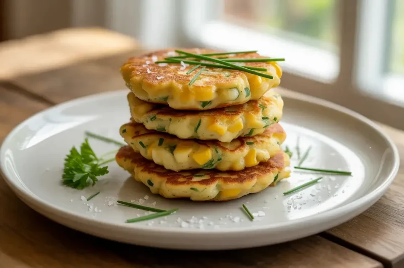 Crispy Cheesy Potato Corn Fritters Recipe