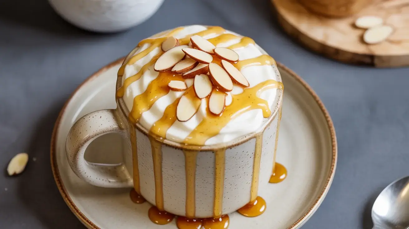 Fluffy Almond Cottage Cheese Mug Cake with Honey Glaze