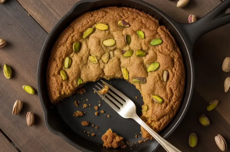 5 Ingredient Pistachio Ricotta Breakfast Cookie Skillet
