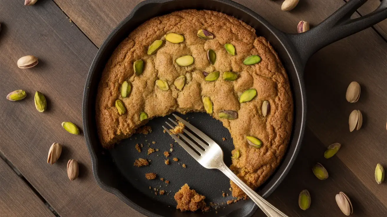 5 Ingredient Pistachio Ricotta Breakfast Cookie Skillet