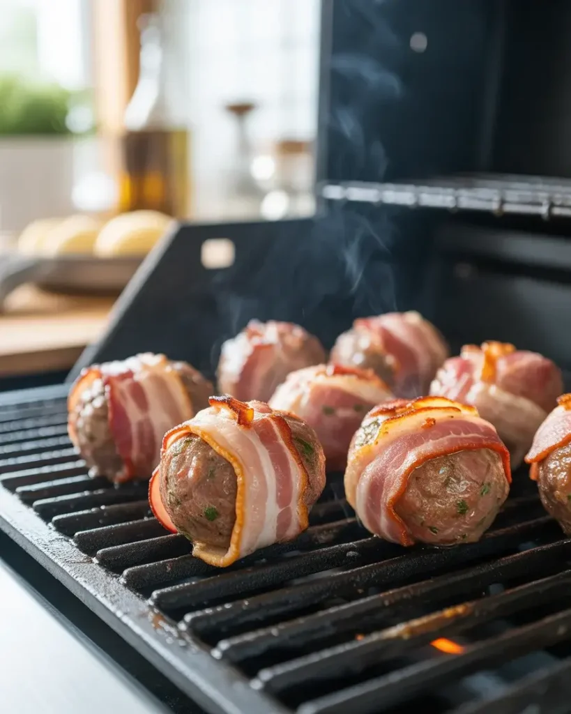 Beef bombs wrapped tightly in thin-cut bacon and ready for the grill or oven