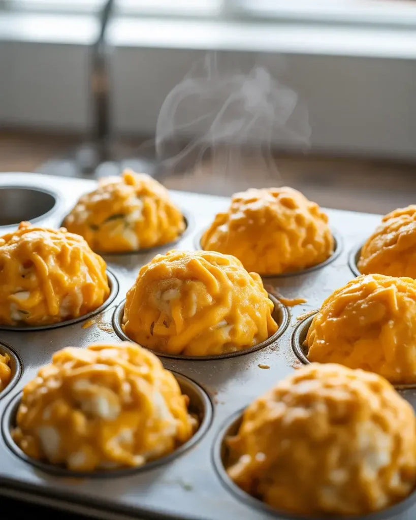 Golden baked crab bombs fresh from the oven with crispy cheese tops and set creamy filling