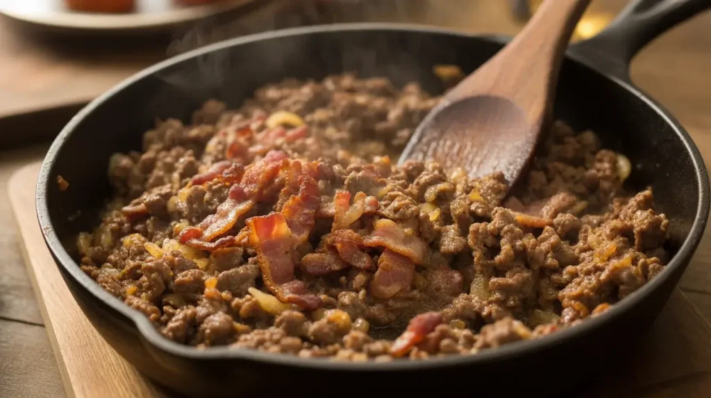 Making the Bacon Cheeseburger Filling