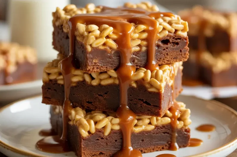 Caramel Rice Krispies Brownies
