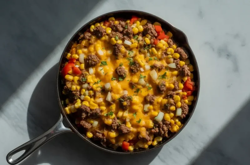 Golden Corn Ranch Beef Skillet with Melted Cheddar Bliss