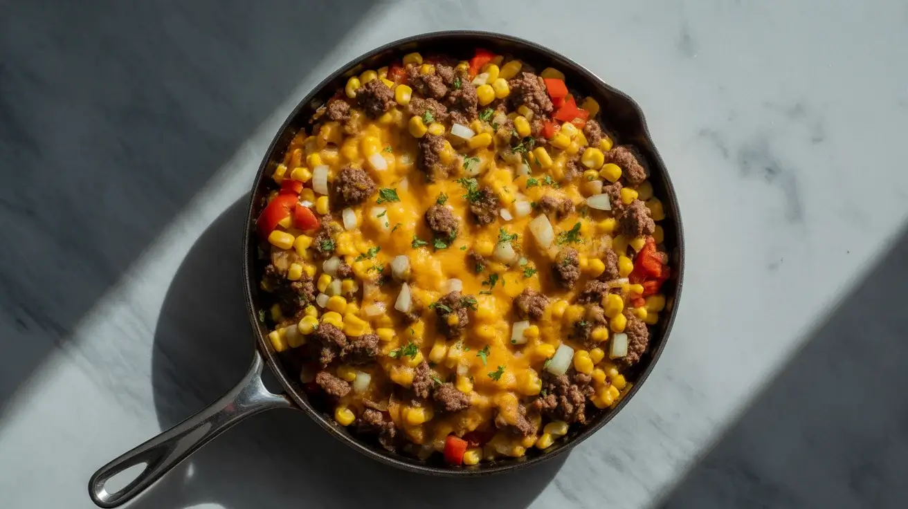 Golden Corn Ranch Beef Skillet with Melted Cheddar Bliss
