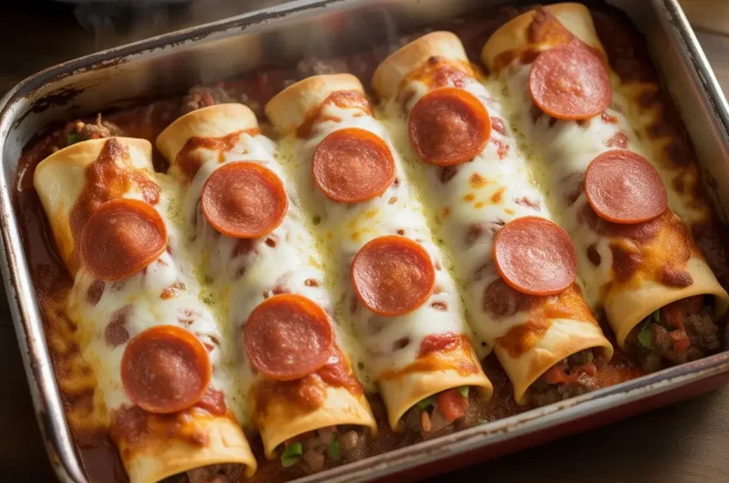 Pizza Enchiladas with Ground Beef