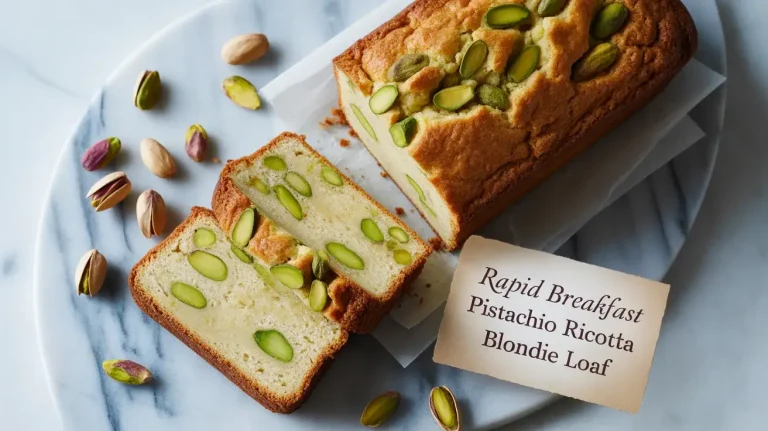 Rapid Breakfast Pistachio Ricotta Blondie Loaf