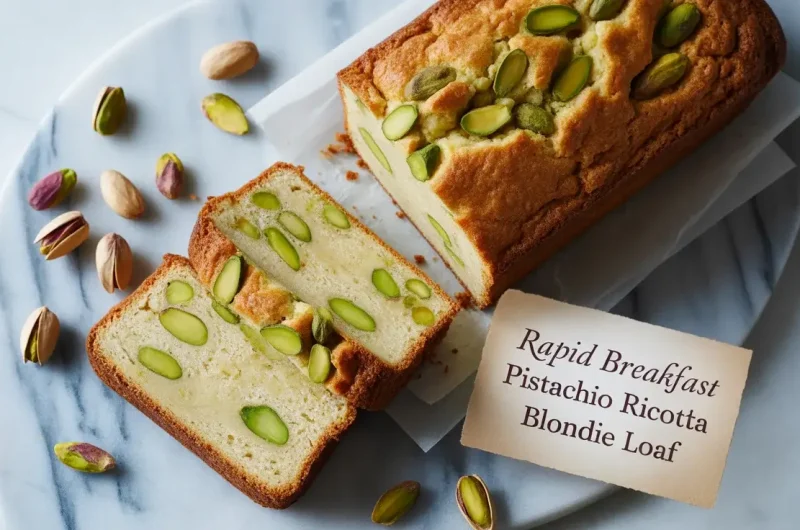 Rapid Breakfast Pistachio Ricotta Blondie Loaf