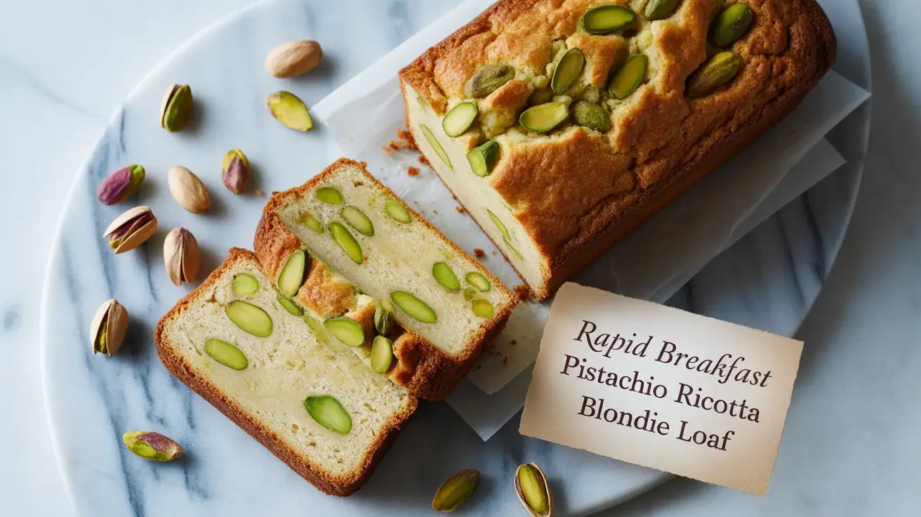 Rapid Breakfast Pistachio Ricotta Blondie Loaf