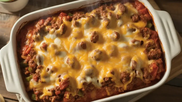 Not recommended with uncooked pasta, as the texture won't be right. However, you can brown the beef, mix with cooked pasta and sauce, transfer to a slow cooker, and heat on low for 2-3 hours with cheese added in the last 30 minutes.