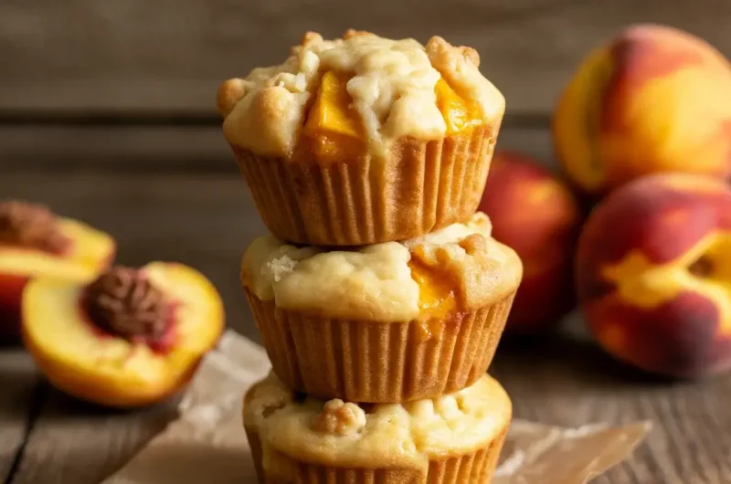 Sourdough Discard Peach Cobbler Muffins