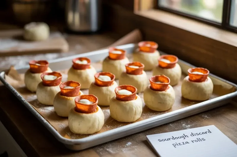 Sourdough Discard Pizza Rolls with Crispy Pepperoni Cups