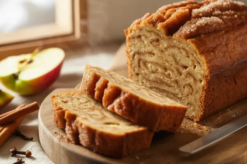 Spiced Apple Cider Donut Loaf with a Cinnamon Sugar Crust