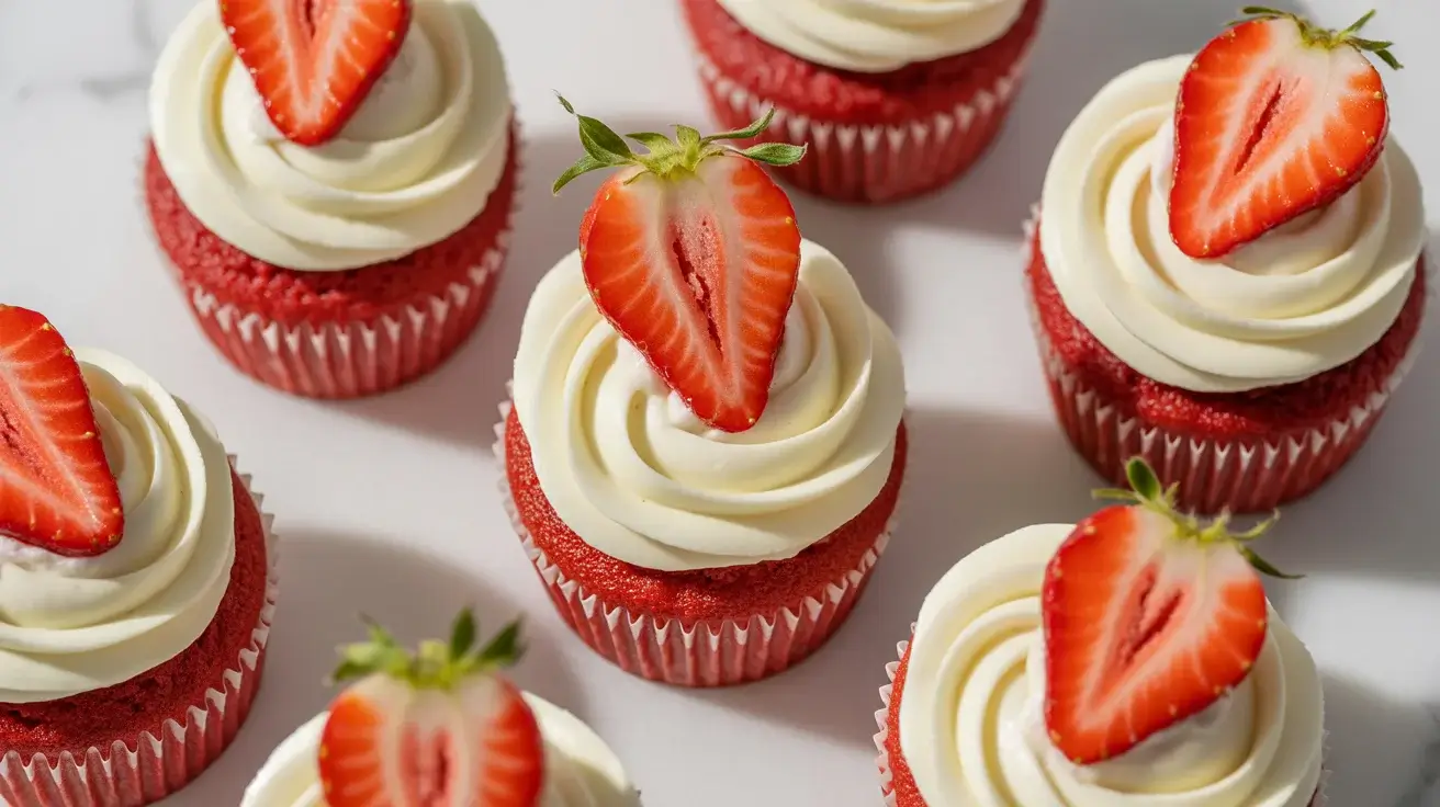 Strawberry Cheesecake Red Velvet Cupcakes