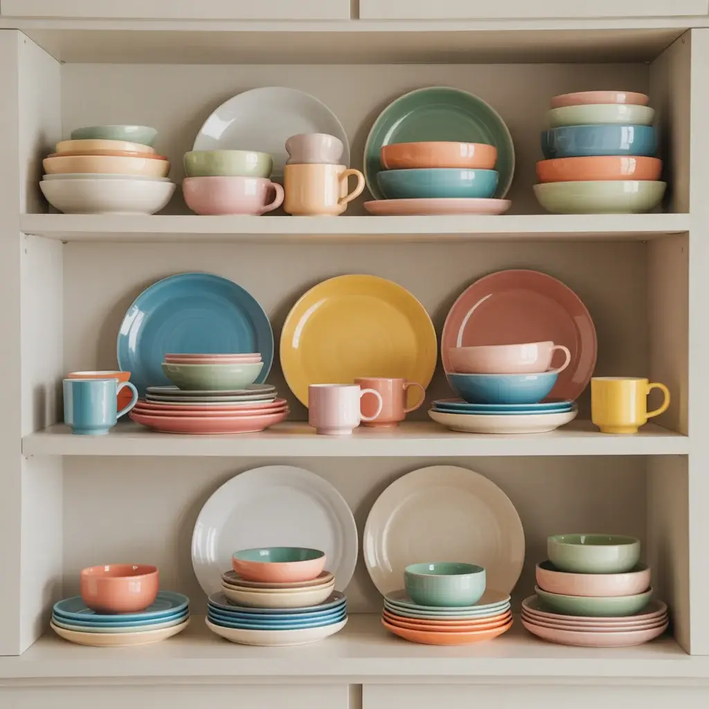 Display Colorful Dishware and Glassware