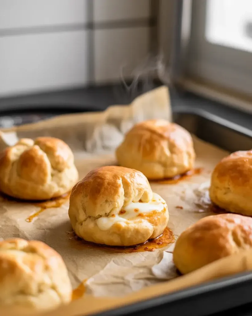 Biscuit bombs baked to deep golden brown at 375°F for 14 to 16 minutes