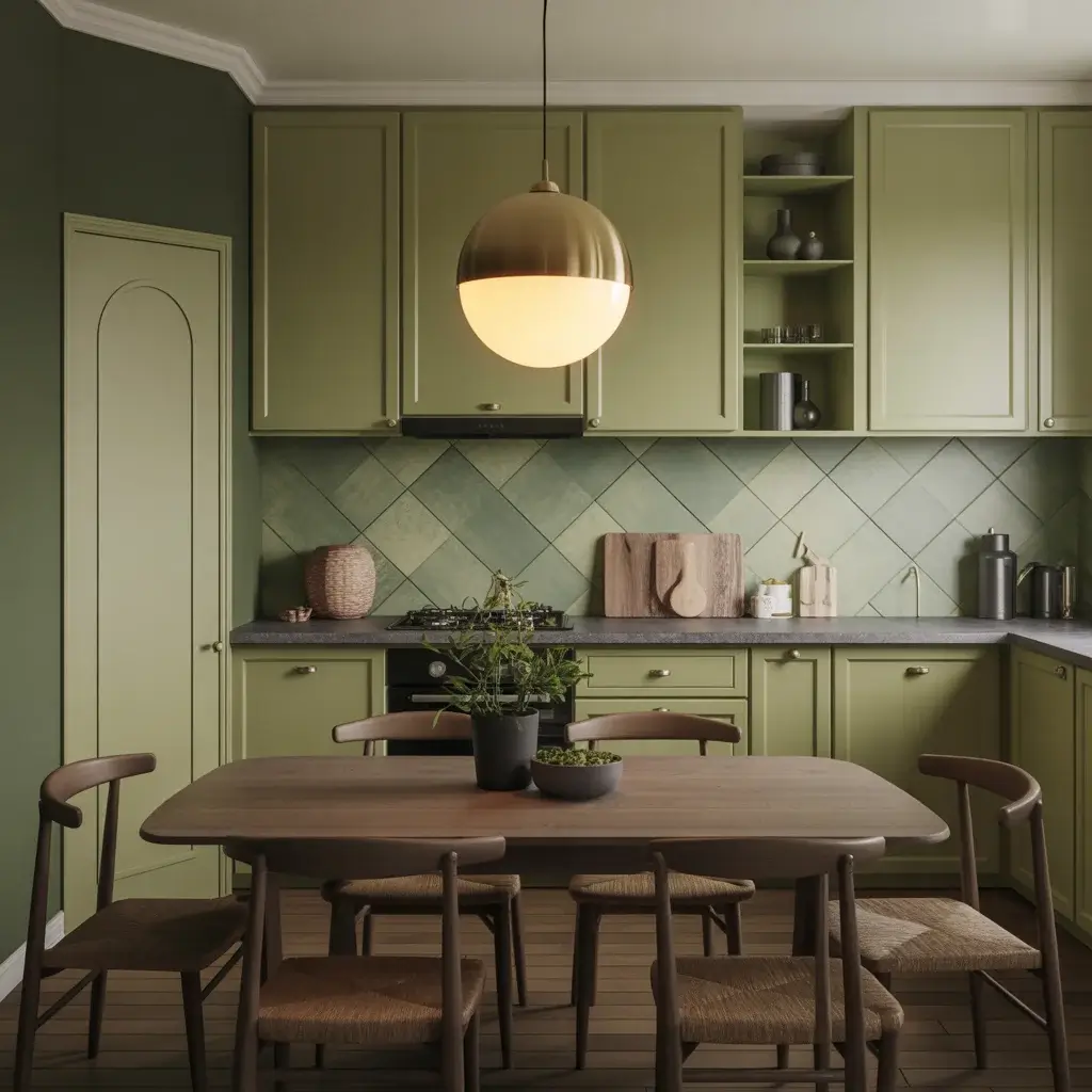 Lighting and Fixtures That Enhance Olive Green
