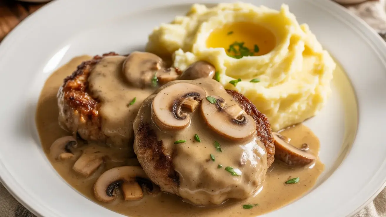 Comforting Salisbury Steak With Creamy Garlic Mashed Potatoes