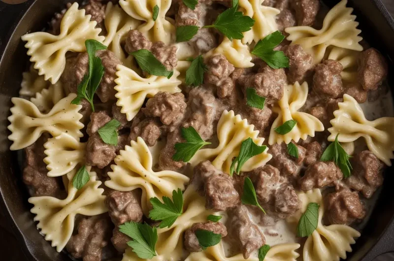 Creamy Ranch Beef Bowtie Skillet