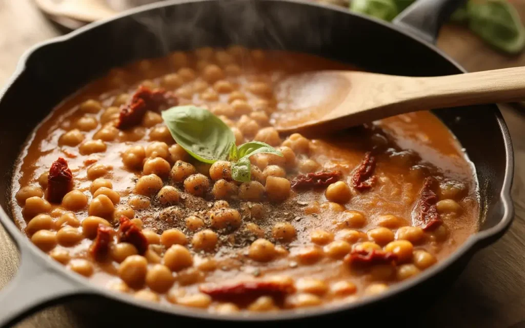 How to Make Creamy Sun Dried Tomato Chickpeas