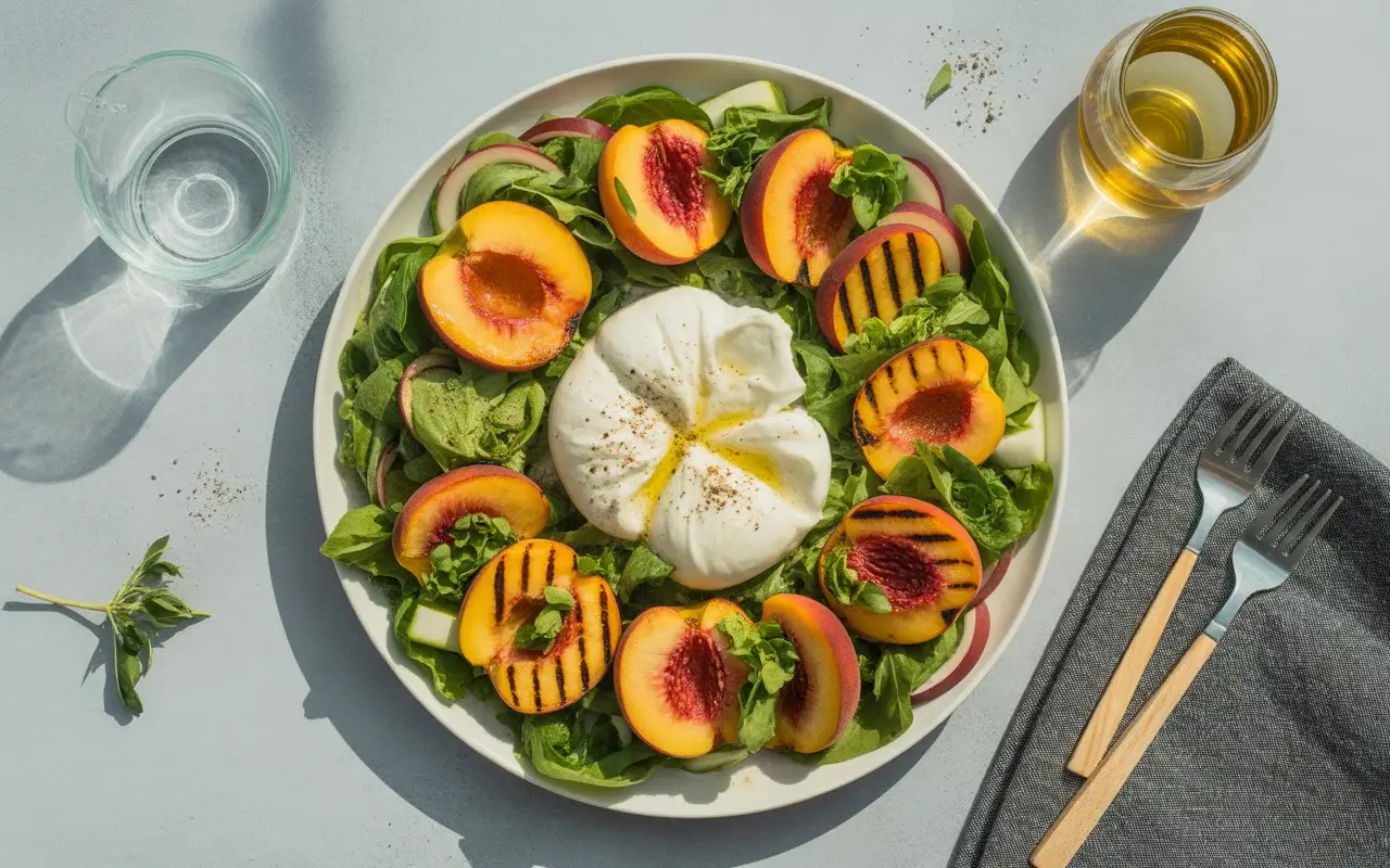 Grilled Peach and Burrata Salad