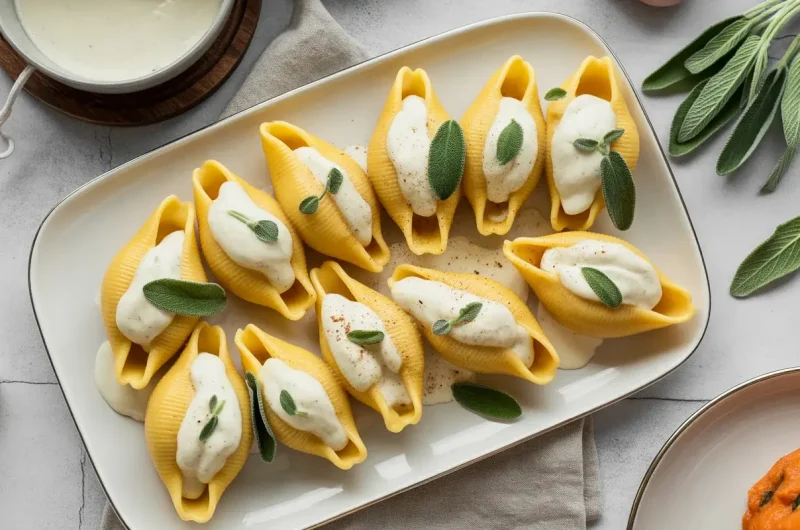 Pumpkin Stuffed Shells with Sage Alfredo