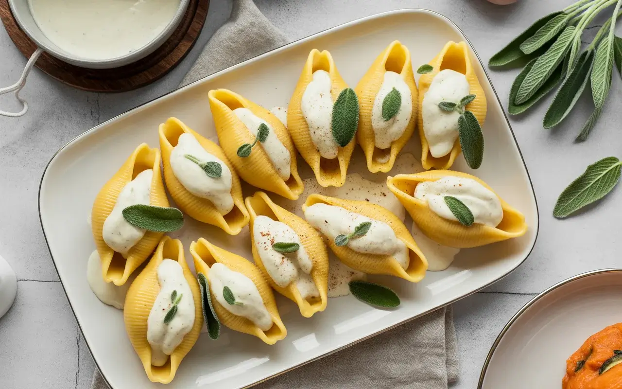 Pumpkin Stuffed Shells with Sage Alfredo Pumpkin Stuffed Shells with Sage Alfredo