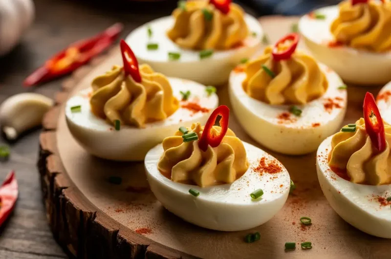 Spicy Chili Garlic Deviled Eggs Recipe