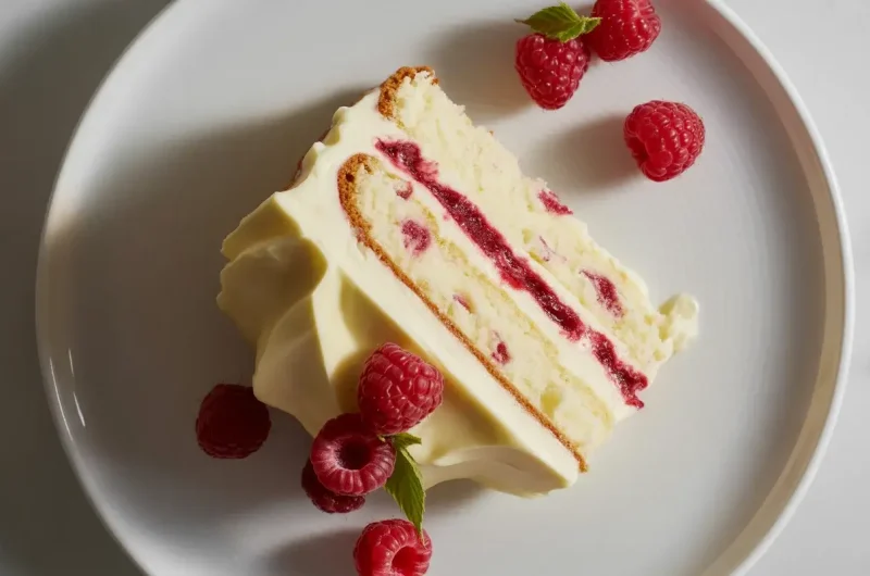 White Chocolate Raspberry Poke Cake