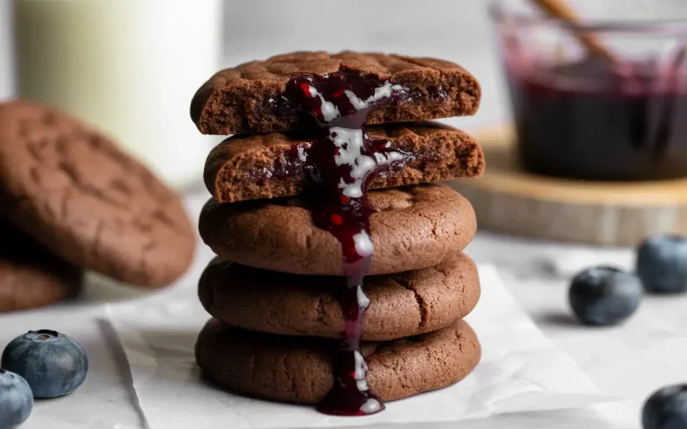 Blueberry Jam Stuffed Chocolate Cookies