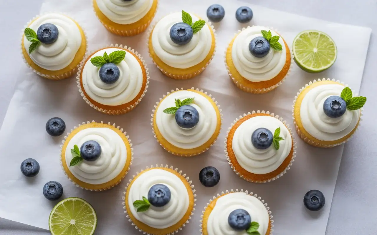 Blueberry Lime Cheesecake Cupcakes