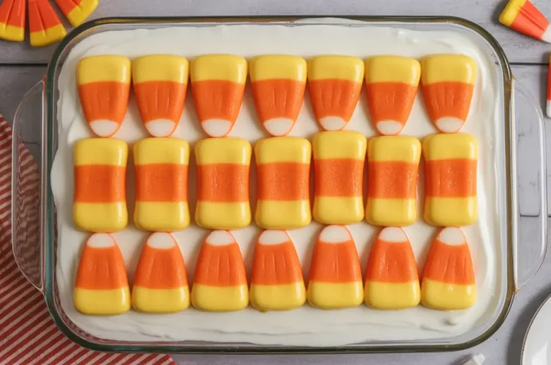 Candy Corn Poke Cake