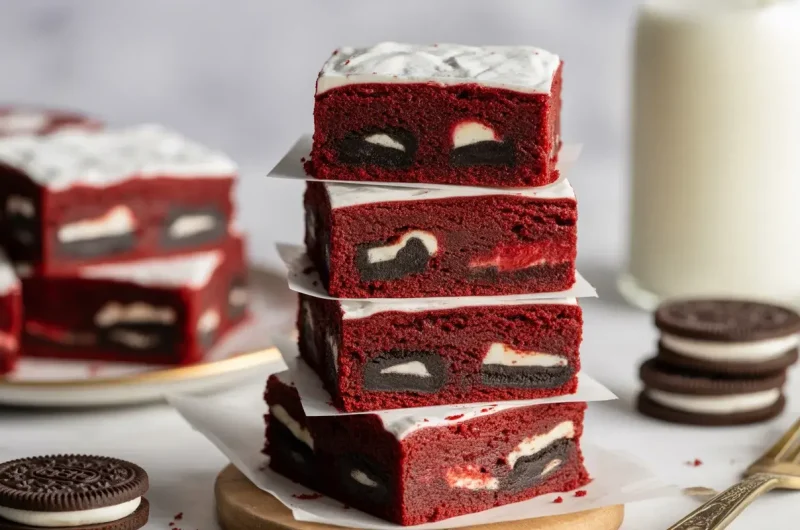 Cookies and Cream Red Velvet Brownies